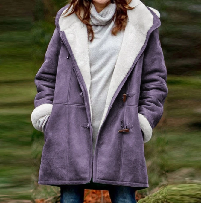 

Jackets for Women 2023 Winter New Fashion Casual Thickened Plush Warm Top with Fleece Collar Pocket Mid Length Coat Basic