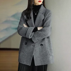 Suit Collar Temperament Woolen Women's New Autumn And Winter Herringbone Tweed Coat Loose And Thin Coat