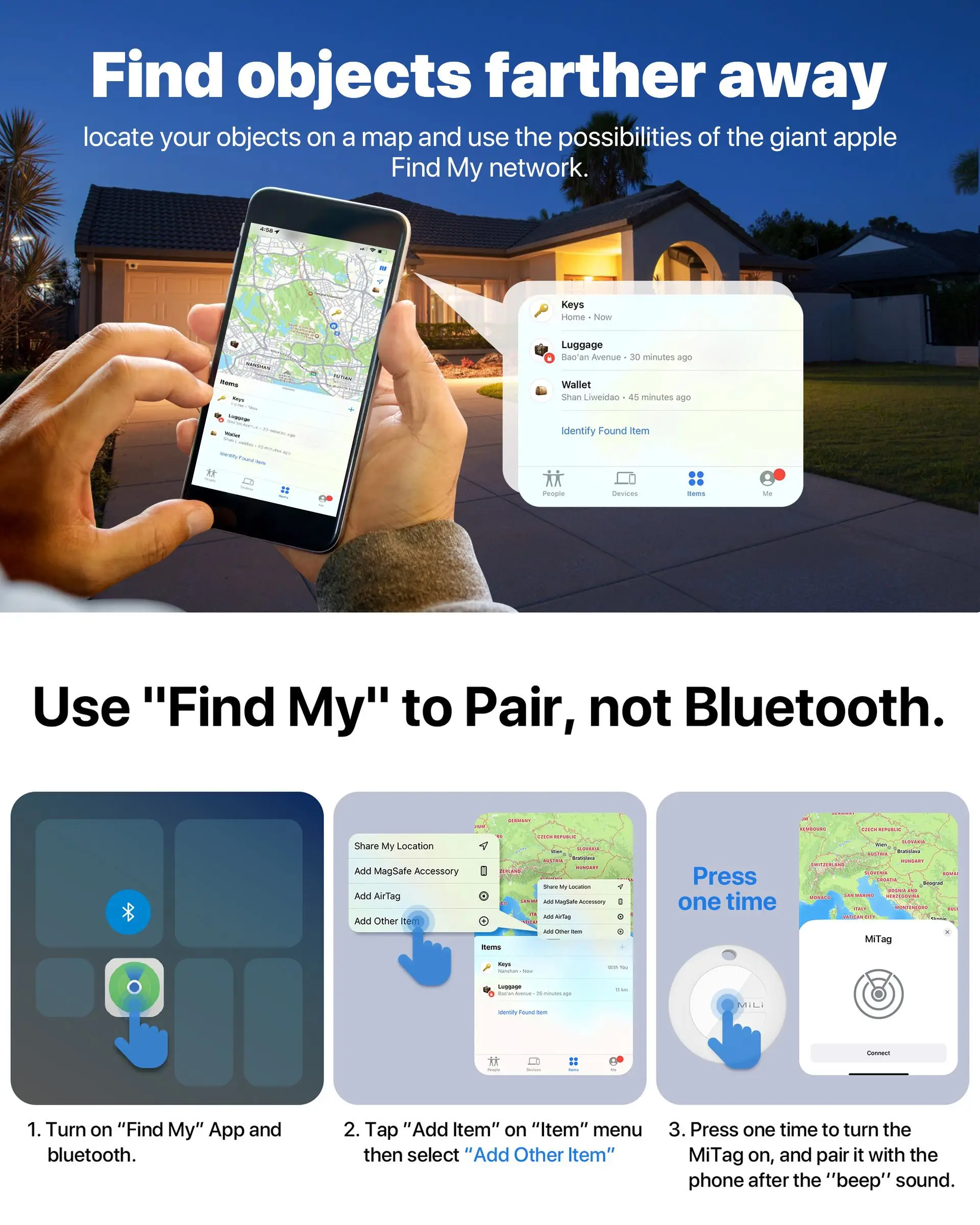 Dog Gps Tracker Airtag Pet Mini Locator For Cats Puppy Tracking Device With Case Waterproof Smart Antilost Key Finders