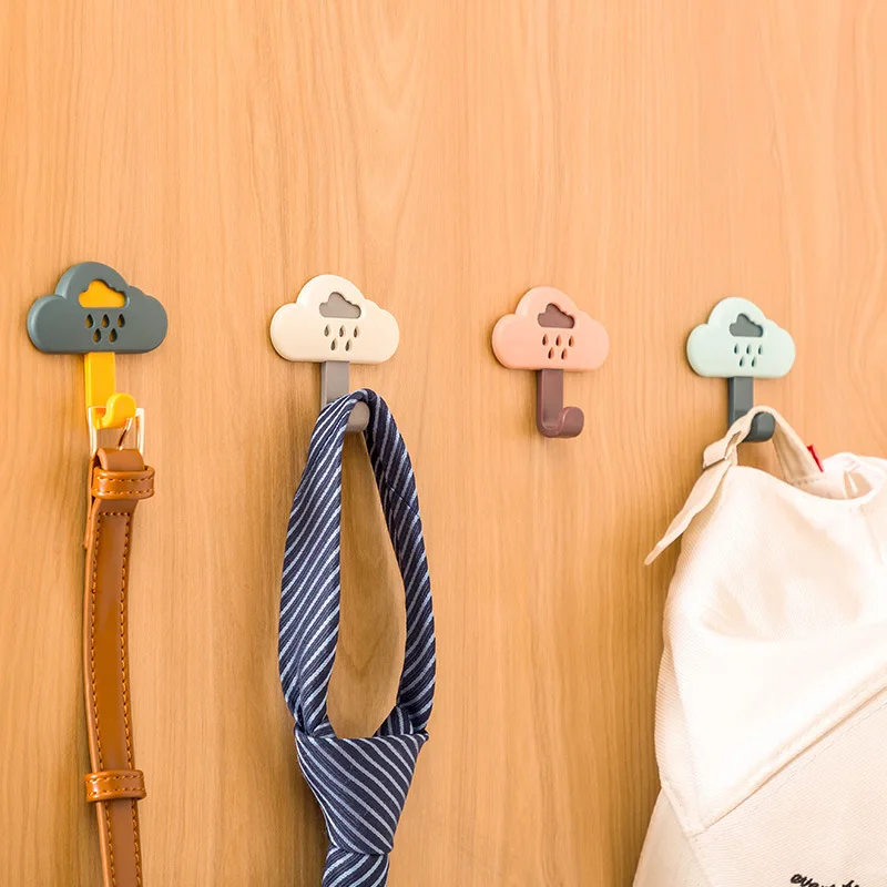 

3Pcs Decorative Cloud Wall Hooks Punching-free Behind-door Keys Coat Clothes Hanger Hook Bag Tower Wall Hanger Bathroom Hook
