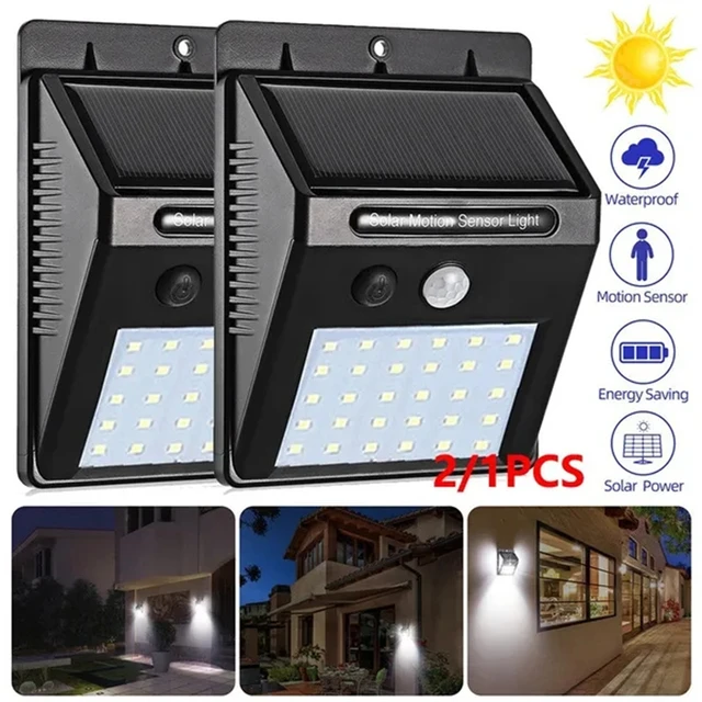 Luz Solar para exteriores con Sensor de movimiento, foco de energía potente,  lámpara Solar impermeable para pared Exterior, decoración de jardín, 20led  - AliExpress