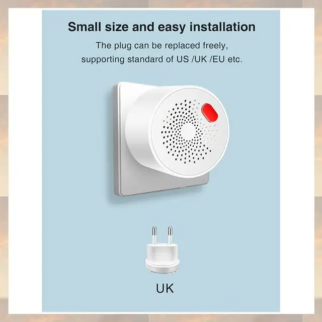 2025 New-Zigbee Natural Gas Sensor Combustible Household Smart LPG Gas Leakage Alarm Detector Fire Security Protection EU-PLUG 5