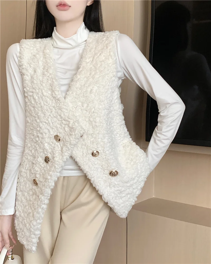 Women's Sleeveless Jacket Artificial Fur Coat Winter