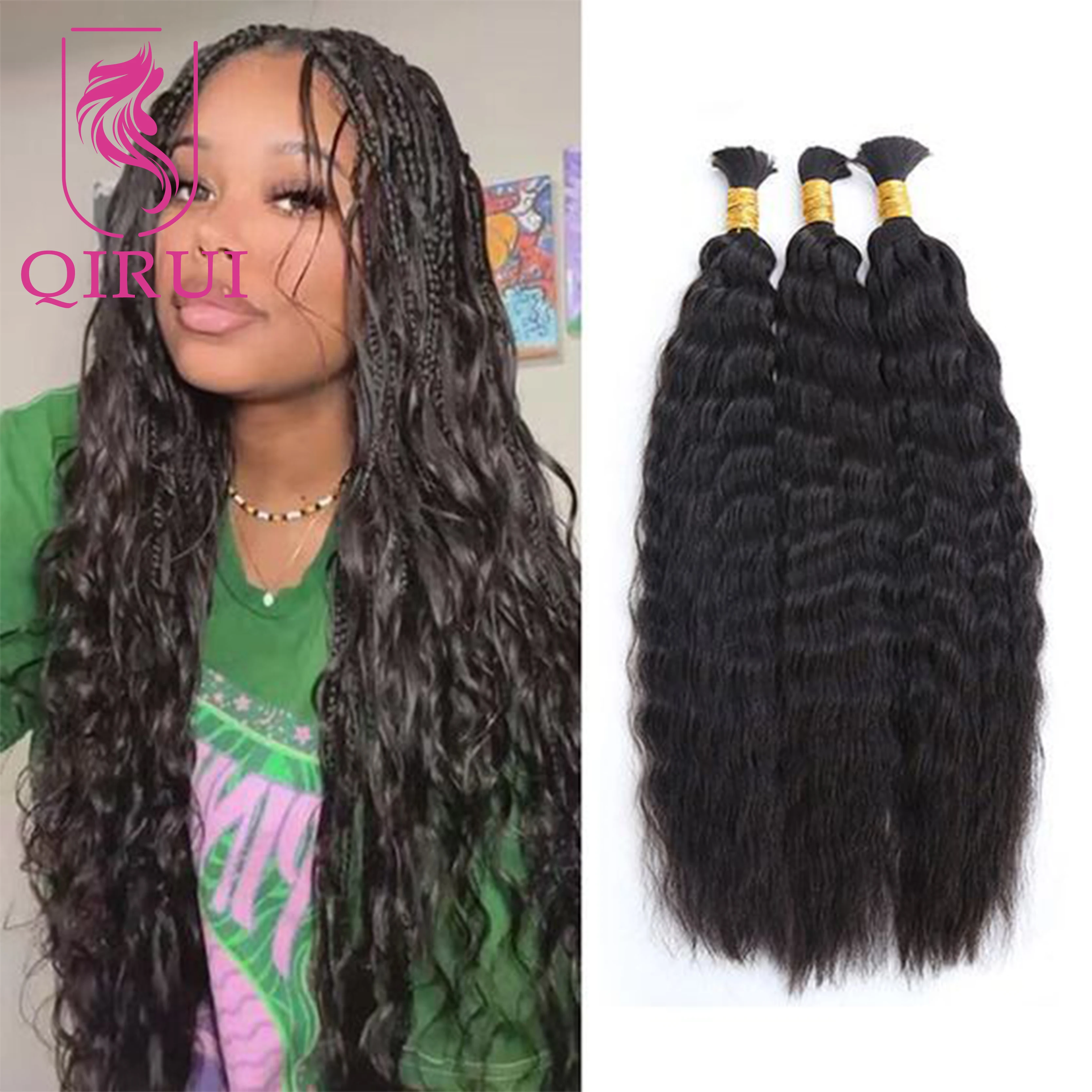 

Bulk Human Hair Wet And Wavy For Braiding Indian Double Drawn Boho Braids Curly Bulk Human Hair Bundles No Weft Wholesale