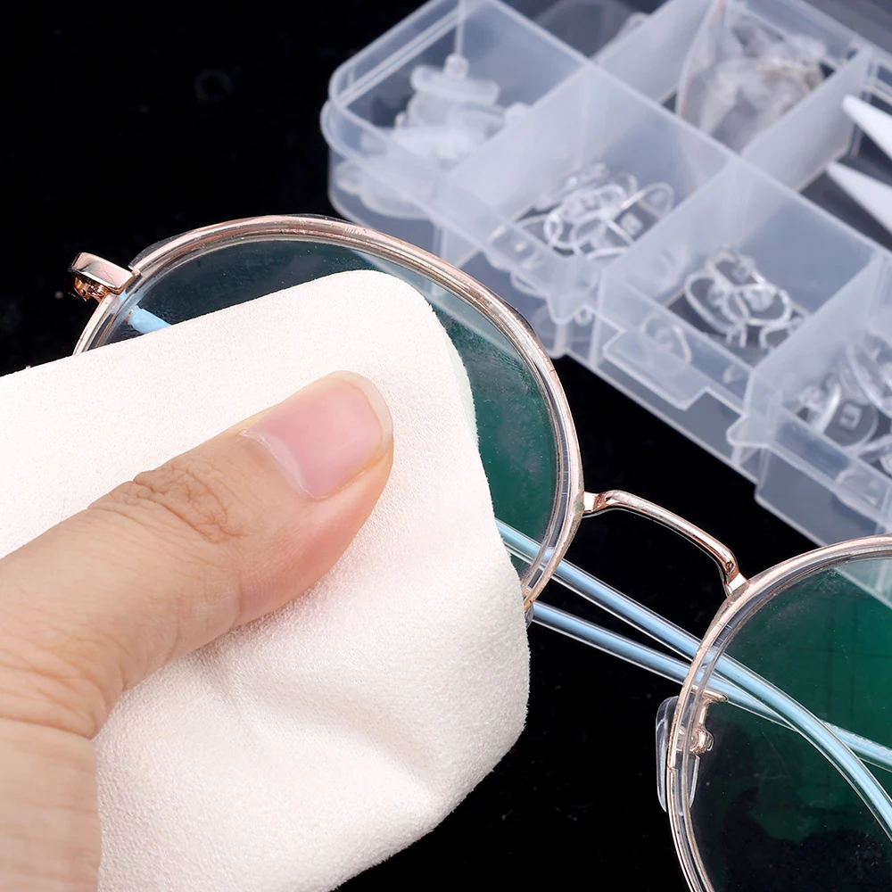 New Eyeglasses Nose Pads Set with Screwdriver Soft Oval Silicone Anti-slip Ear Hook Nose Pad Screw Glass Replacement Repair Tool