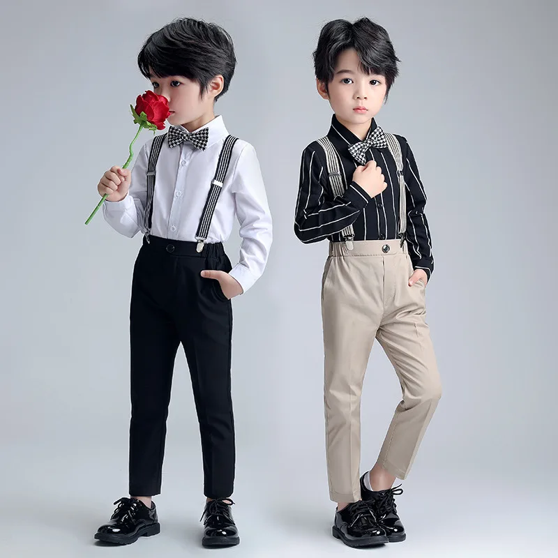 

LOLANTA 2-11 Years Toddler Kids Boys Dress Shirt with Bowtie + Suspender Pants Wedding Birthday Gentleman Clothes Set