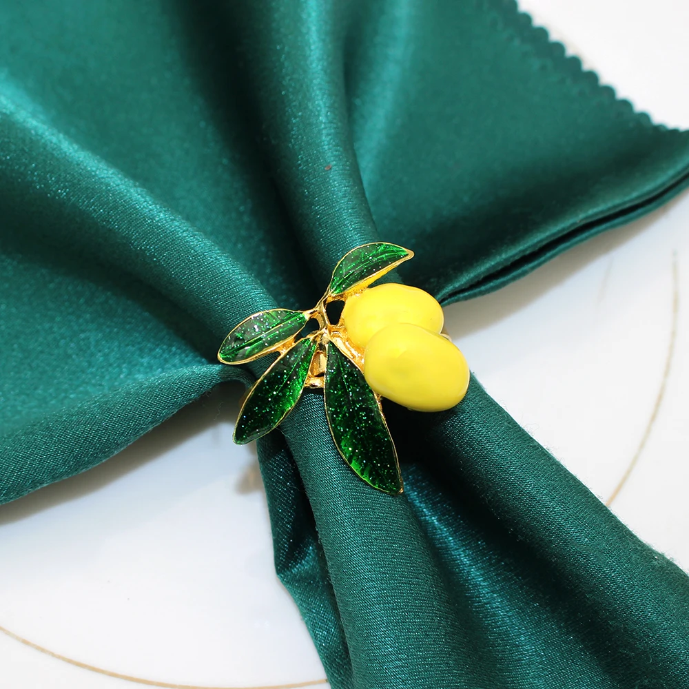 Lemon Napkin Rings Holder 6Pcs for Thanksgiving Christmas Wedding Dinner Holiday Easter Table Decoration HWC100