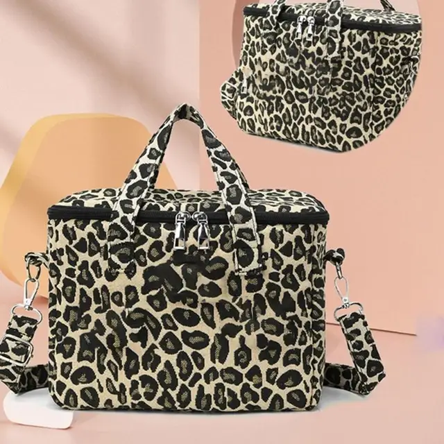 Q81A Compact Diaper Bag Alternative with Organized Compartments Stylish Leopard Designs Storage Pouches for Modern Moms 5