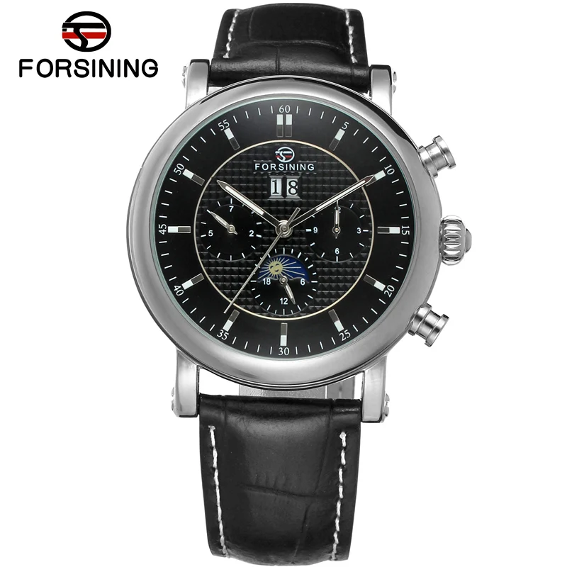 Orologio Meccanico Automatico da Uomo in Pelle con Logo Personalizzato e Data da