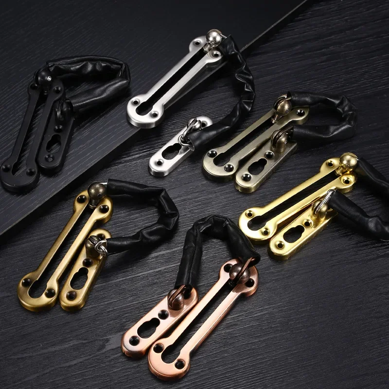 Stainless steel hotel door lock anti-theft door chain with PU holster Home security insert lock anti-theft chain