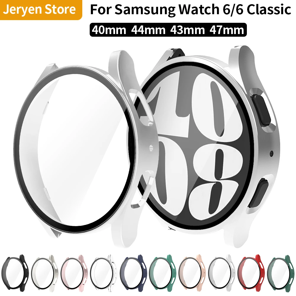 

Glass+Case for Samsung Galaxy Watch 4/5/6 40mm44mm Screen Protector Matte All-Round Bumper for Galaxy 6 Classic Protective Cover