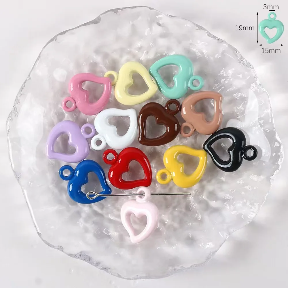 10 stücke Acryl Bunte Zufällige Herz Blume Stern Form Anhänger Charms Für DIY Handgemachte Ohrring Armband Halskette Schmuck Machen – Detail 3