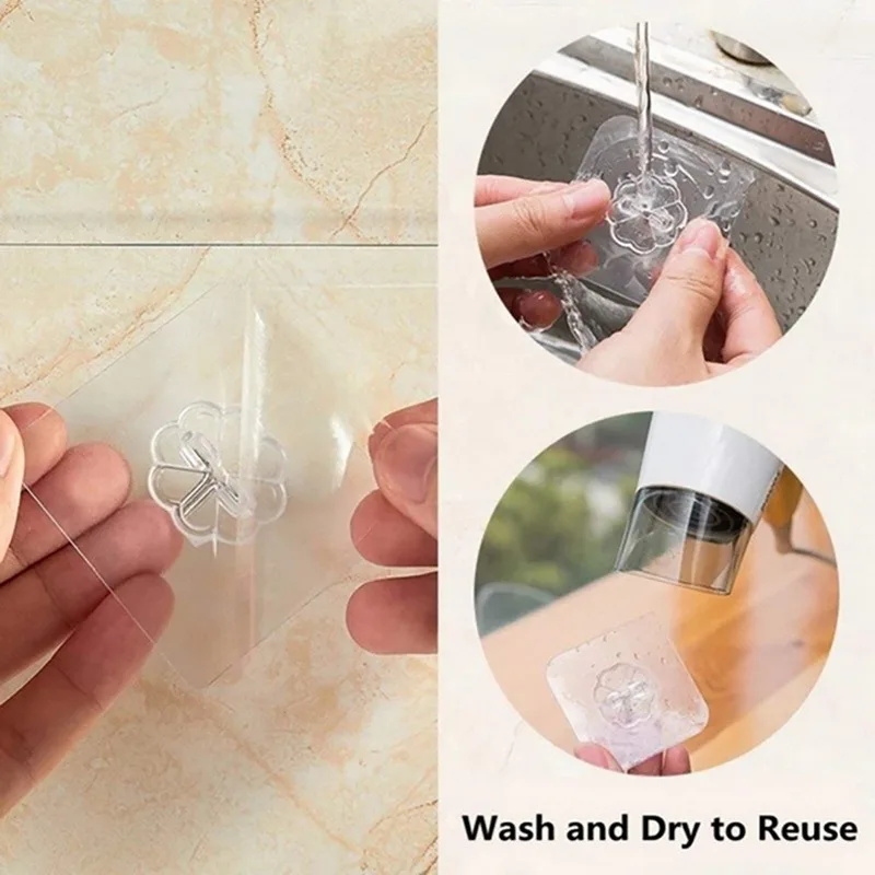10Pcs Wall Hooks Bathroom Transparent Waterproof Oilproof Self Adhesive Hooks Reusable Seamless Hanging Hook For Kitchen self adhesive hooks multifunctional hooks kitchen hook self adhesive wall hooks