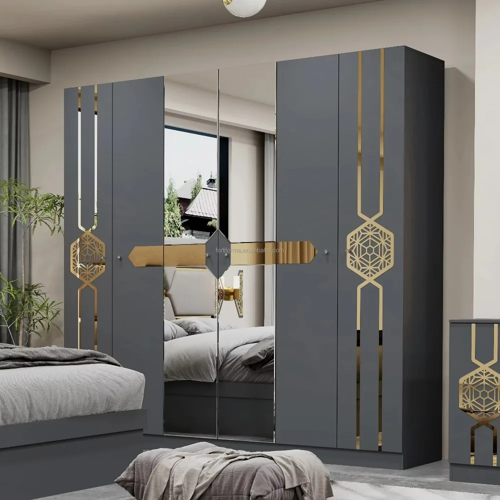 Customized Luxury Modern Wooden Bedroom Set – King/Queen Bed with Storage 5