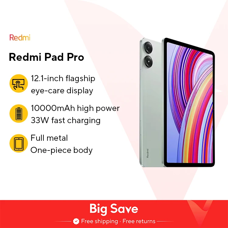 Xiaomi Redmi Pad Pro Tablet WIFI Version 120Hz "2.5K Display Snapdragon®7S Gen 2 10000mAh Battery 33W Speed Charging