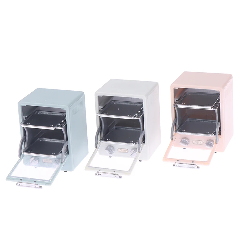 1Pc Simulation Miniature Dollhouse Oven Play Kitchen Baking Dish Bread Retro Refrigerator Model Doll Furniture Toy Decor