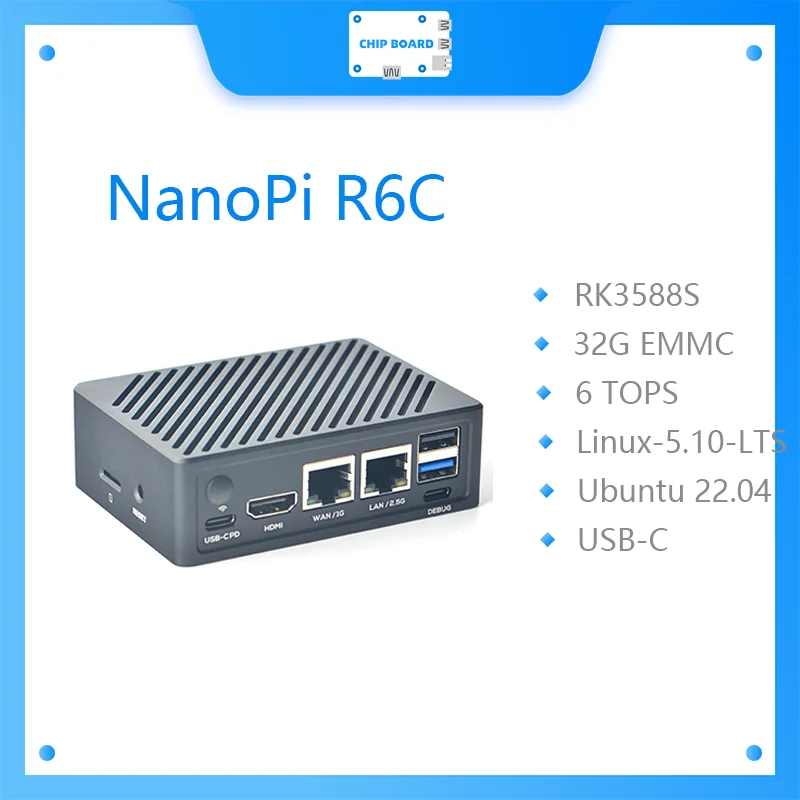 

NanoPi R6C Routing Development Board 2.5G Gigabit RK3588S 4+0 8+32GB SSD expansion