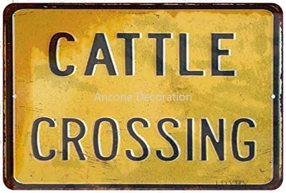 

Tin Poster Metal Sign Cattle Crossing Vintage Retro Decor Cow Ranch S Decorations Farm Animal Gift 8 X 12 High Gloss