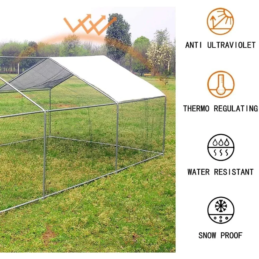 Large Chicken Coop Walk-in Metal Poultry Cage House Rabbits Habitat Cage Spire Shaped Coop with Waterproof