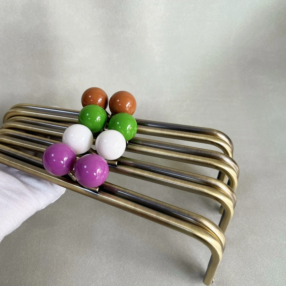 Colorful Kiss Big Ball Metal Purse Frame Clasp DIY Handbag Accessories Metal Clutch Handcraft Bag Handle Wallet Antique Brass
