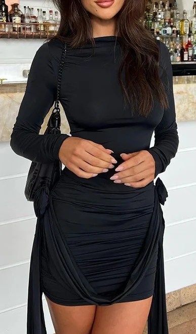 

2024 New Autumn/winter Sexy Spice Dresses in Print Streetwear Maxi Dress Slim Fit Bodycon Elegant Casual Top Party Club Y2K