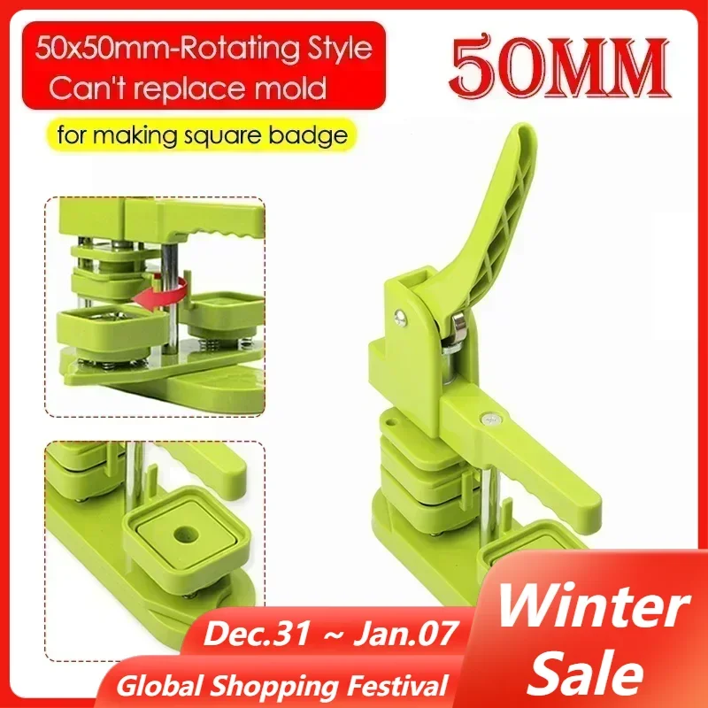 50MM Square Pin Button Maker Machine Fridge Magnets / Badge Press Rotating Machine 50x50mm Badge Materials For DIY Making badge maker magnet maker button maker machine