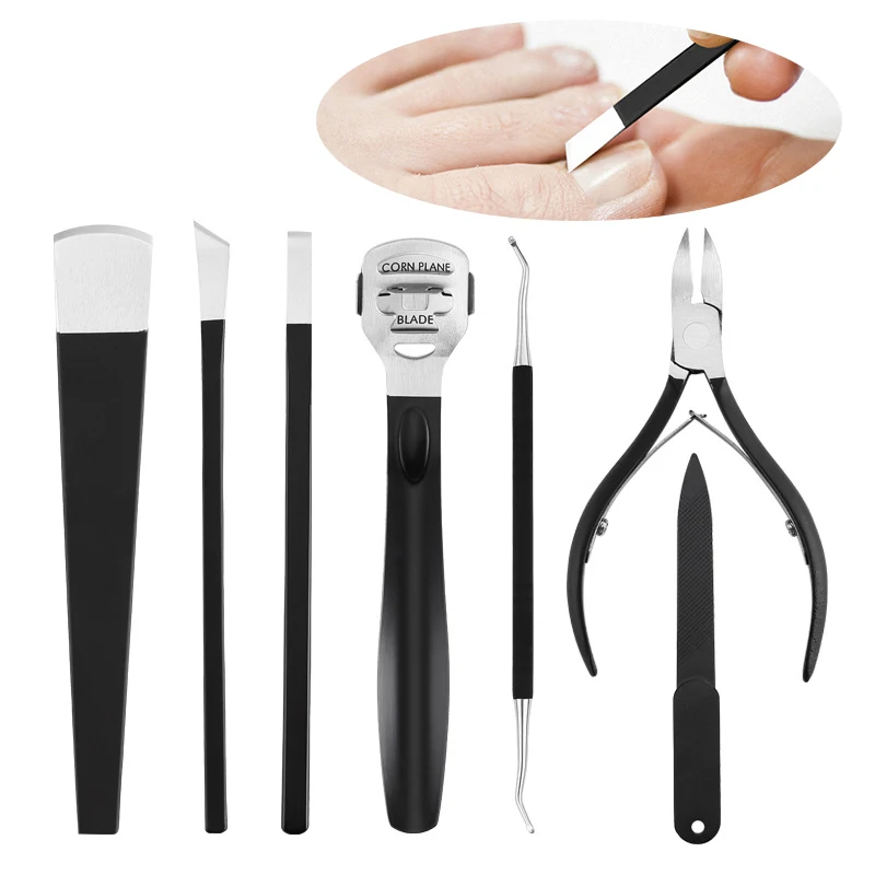 

7 Pcs Stainless Steel Foot Corn Remover Pedicure Knife Hand And Foot Care Callus Dead Skin Remover Scraper Pedicure Foot Care