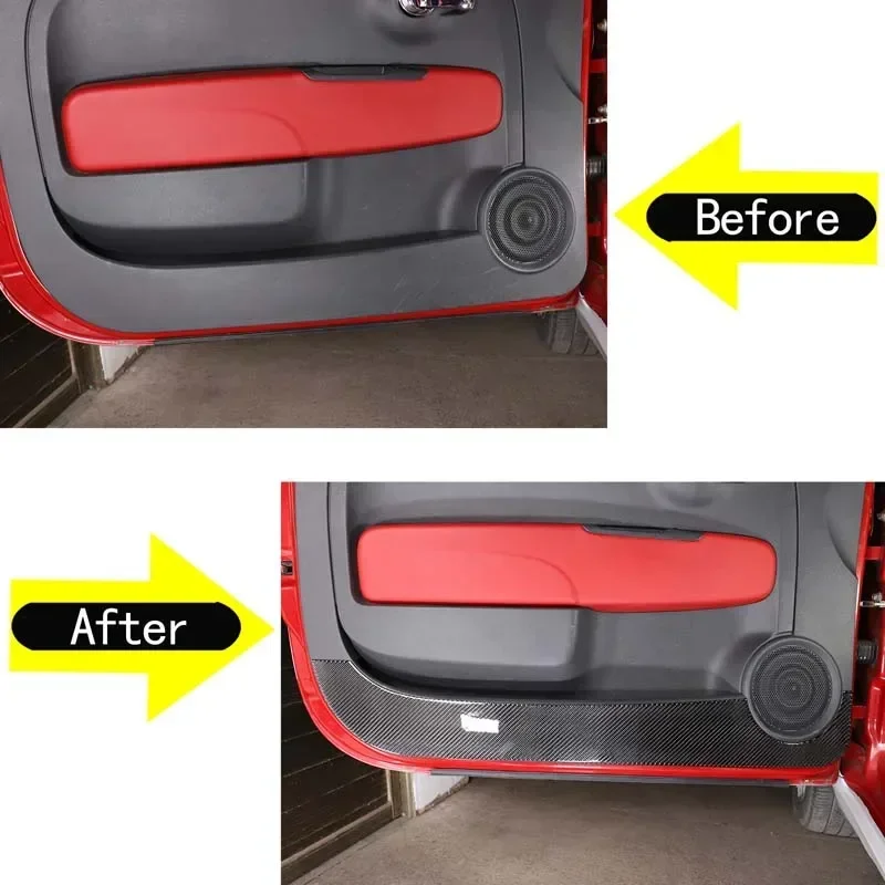 For Fiat 500 2011-2019 Soft Carbon Fiber Car Interior Door Protection ...