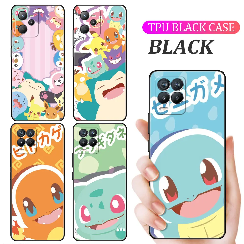 

Case For Oppo Realme 8 GT Neo 3 2 Pro 10 9 8 7 6 Pro 8i C35 C21 C21Y Luxury Bumper Black Phone Cover Cute Pokemon EEvee Funda