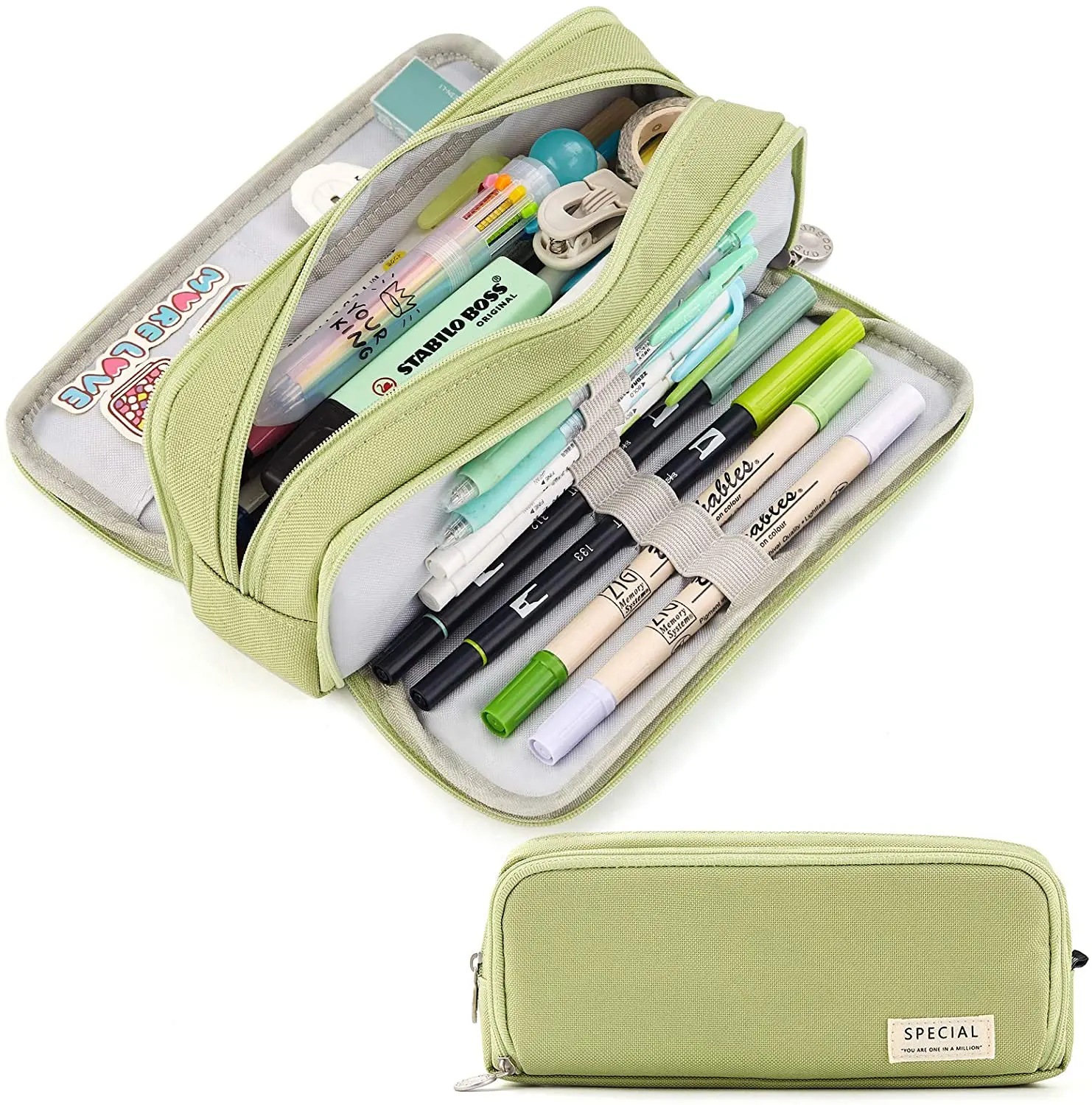 Astuccio In Velluto A Coste Beige Per Ragazze | 19x7x6 Cm, Capiente Per 30-40 Penne – Materiale Scolastico E Regalo - 4