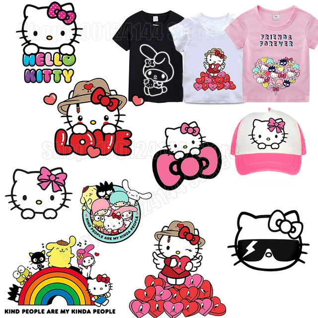 Hello Kitty Patch DIY Thermal Stickers T-Shirts Clothing Iron on Transfer  Patches Heat Transfer stickers