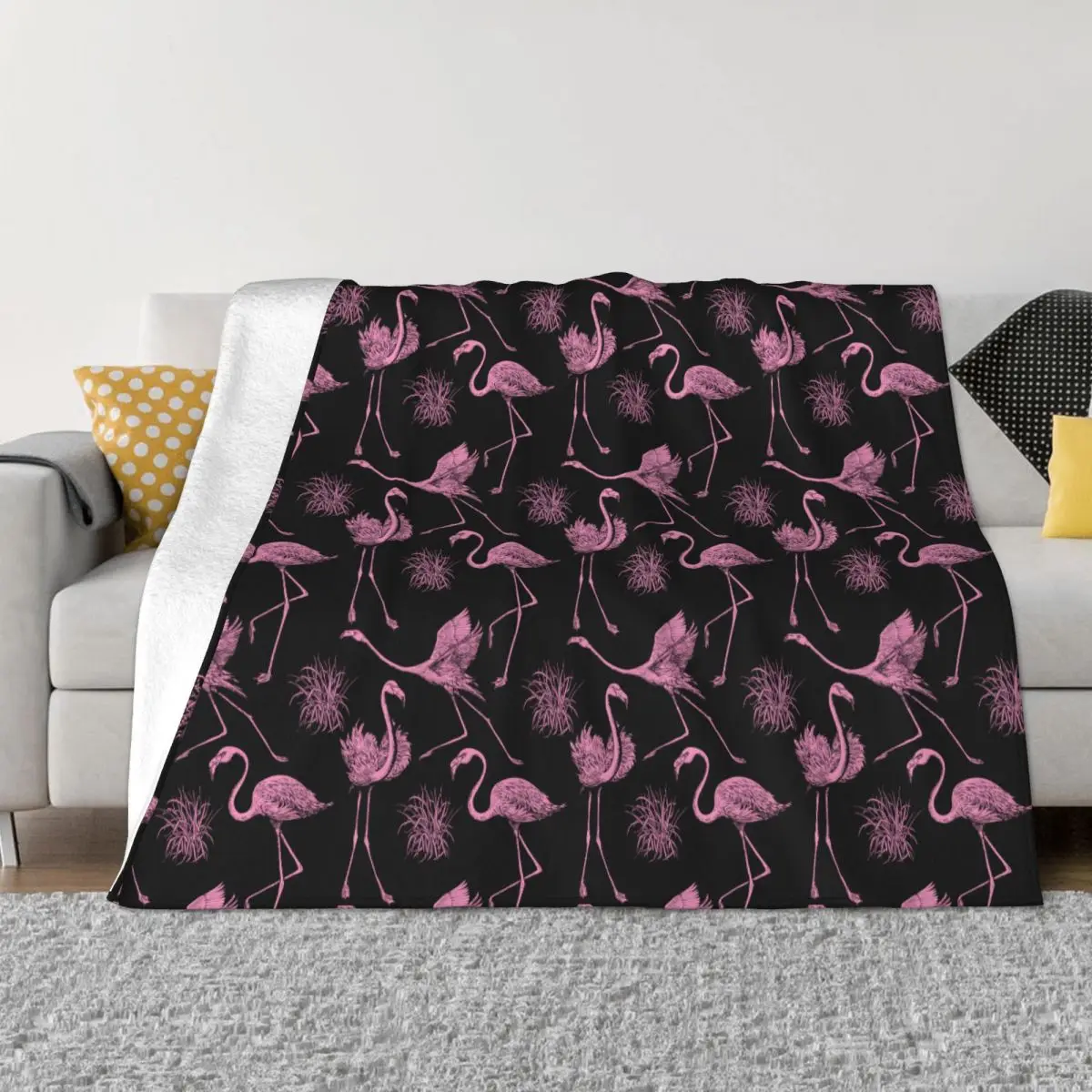 

Flamingo Bird Animal Pink Blankets Velvet Textile Decor Breathable Super Warm Throw Blanket for Home Car Bedding Throws