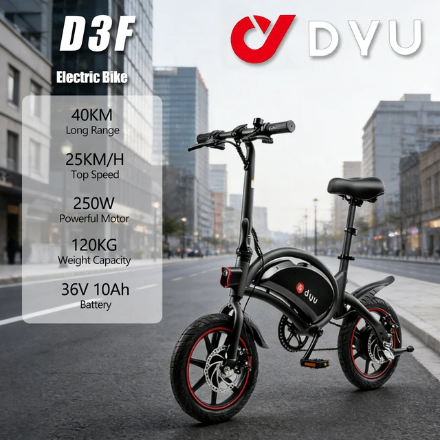 DYU D3F vélo électrique adulte pliable 250W vélo de route électrique 36V 10Ah Fatbike e-bike 14 "pneu 25 km/h vitesse maximale 1