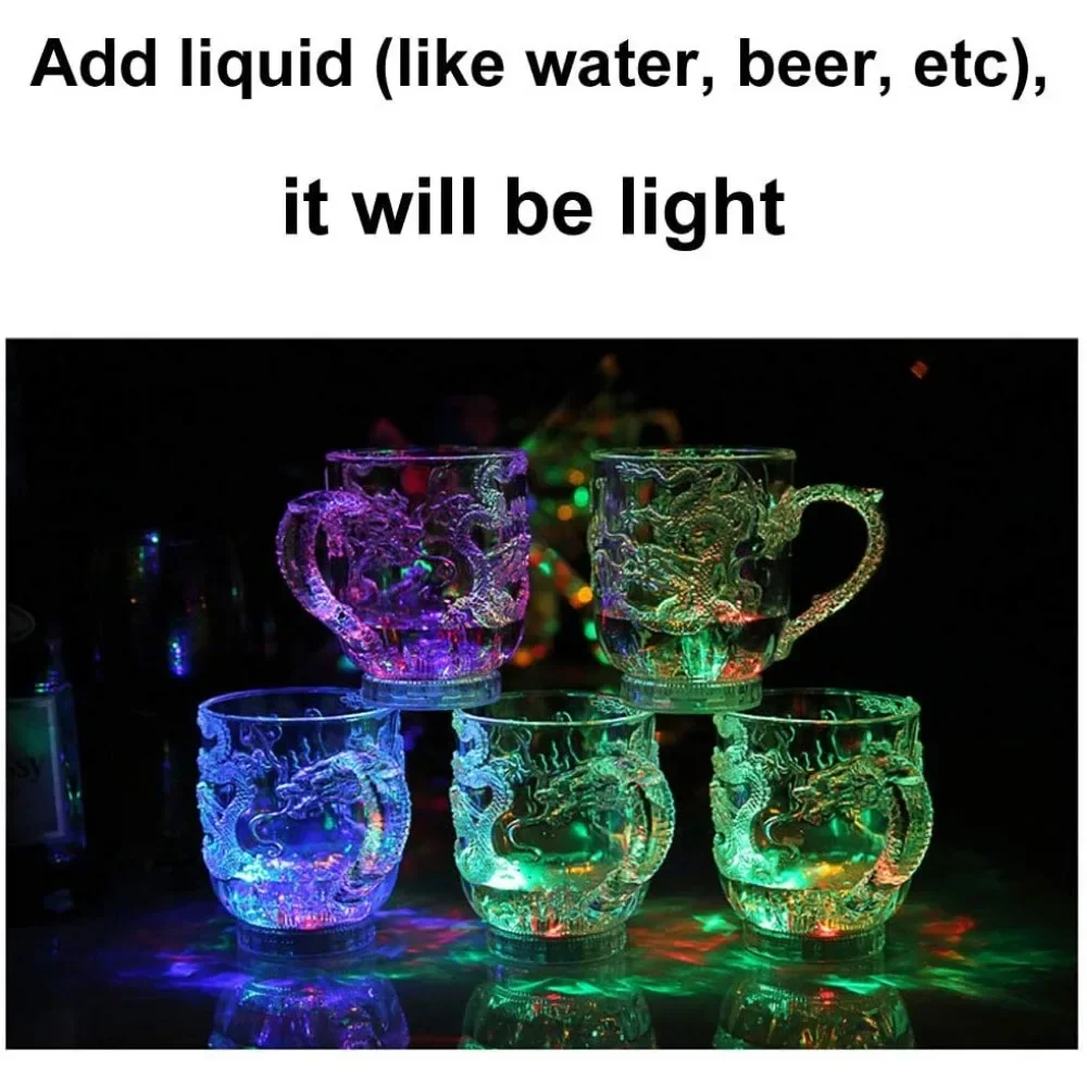 1pcs ColorChanging Luminous LED Dragon Cup Water Activated Lights Beer