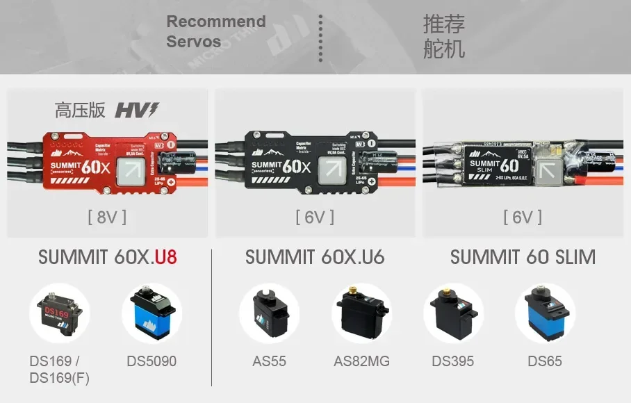 Dualsky SUMMIT 60X.U6 SUMMIT 60X.U8 2S-6S Elektrische Steuerung MIT UBEC 6V/8V Starrflügel-Multirotor-Regler – Detail 9