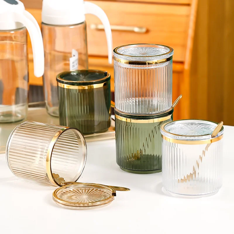 Food grade light luxury seasoning box wall mounted household kitchen seasoning bottle high-end salt monosodium glutamate storage