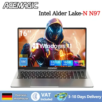 ACEMAGIC 16" Ultra-thin Laptop 16GB RAM 512GB SSD Intel N97 Notebook Gamer Display 1920*1080 Office and Study Computer PC Windows 11 1