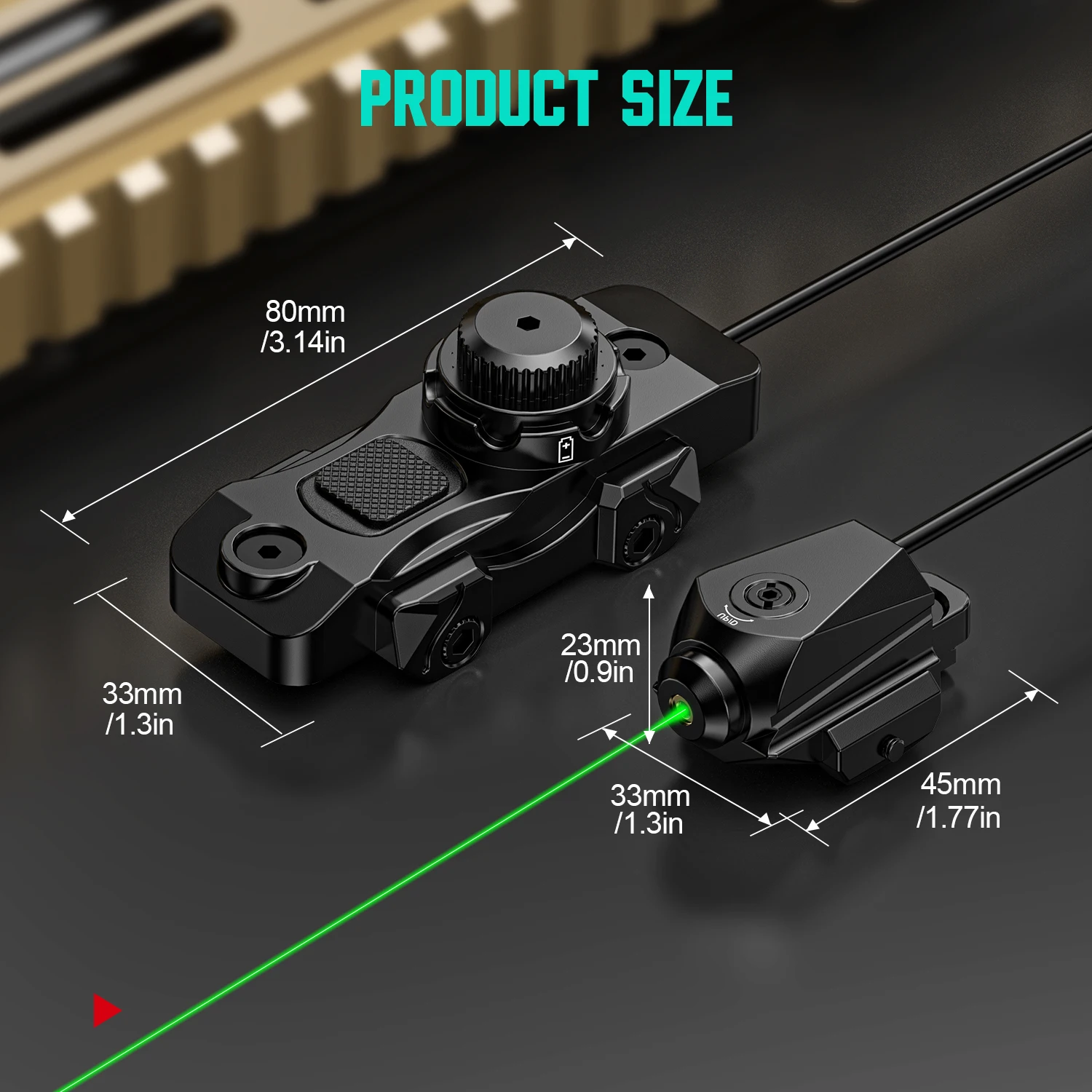 7003 Field-Ready-Laser-Kit: Enthält Batterie und 450-mm-Schalter. Einfache Schienenmontage, kompaktes Design, perfekt für die Jagd und taktische Nutzung – Detail 12