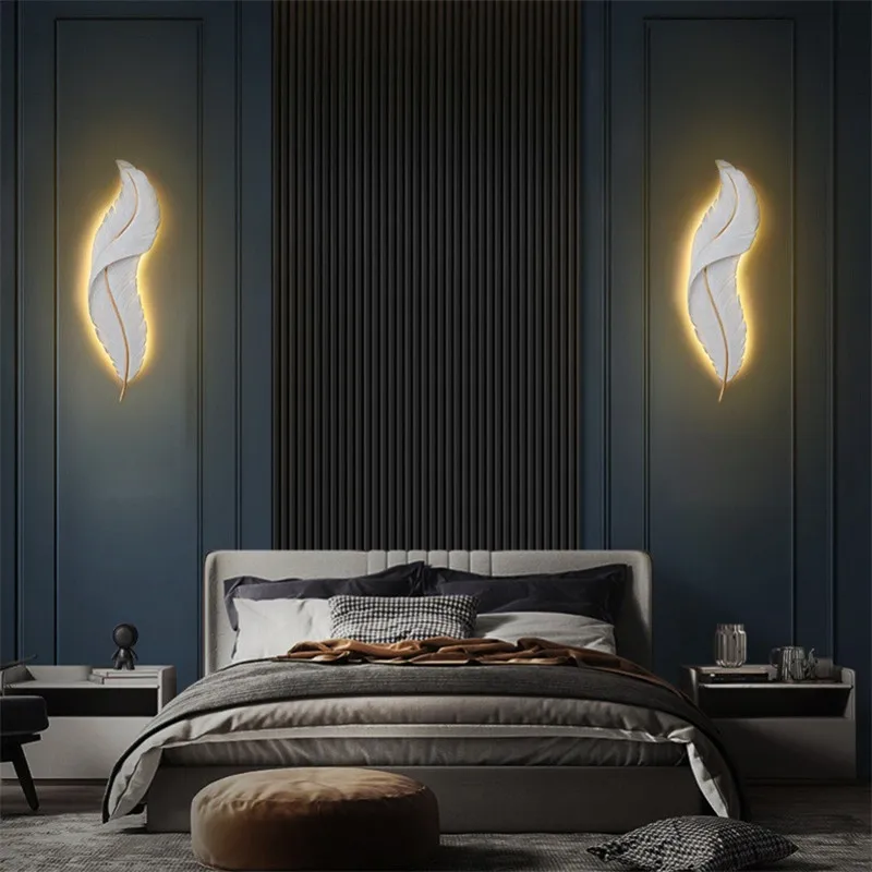 Indoor Nordic Decorative Modern Luxury Feather Wall Light 1