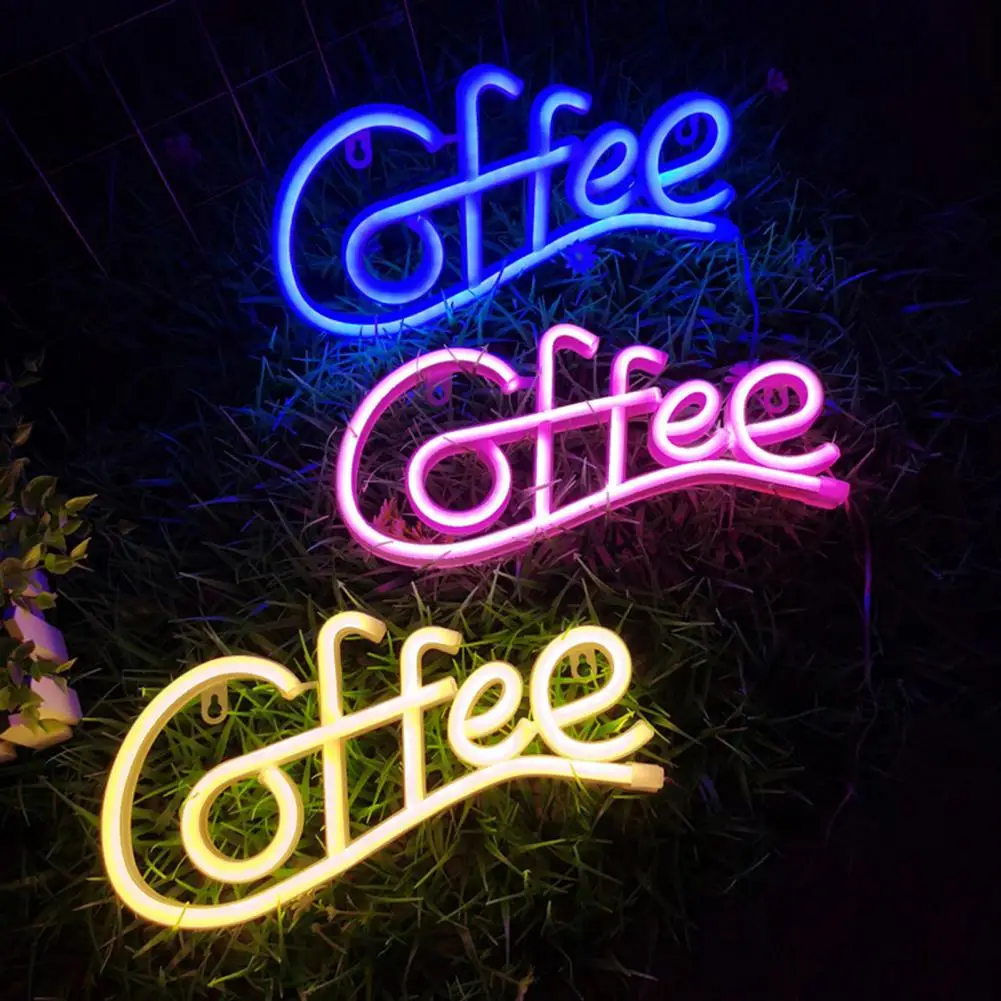 

Party Neon Lamp Coffee Letter Neon Sign Lamp Battery-powered Led Light with Flicker-free Low-power Consumption for Eye-catching