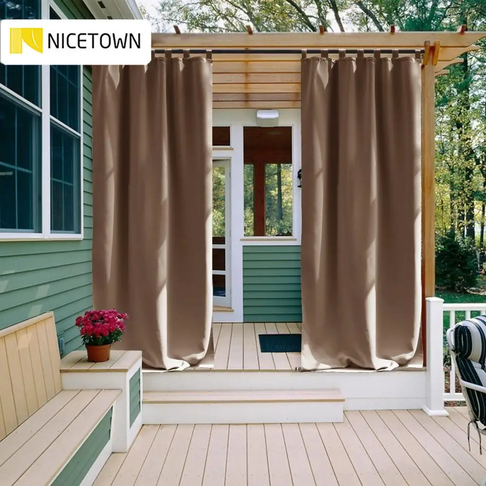 NICETOWN-Cortina impermeable para exteriores, tejido con trabillas al agua con aislamiento térmico y protección UV ideal para jardines, patios y cenadores - AliExpress Hogar y jardín