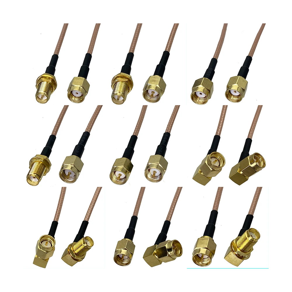 

Коаксиальный коннектор RG316, коаксиальный соединитель с прямым и прямоугольным штекером SMA-SMA RP, 4 дюйма ~ 10 футов