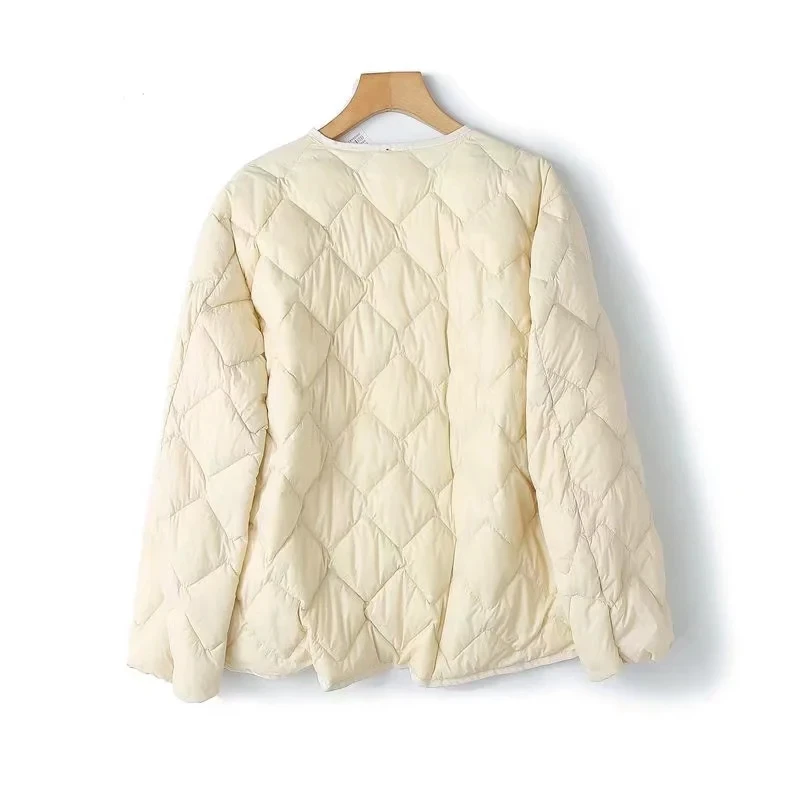 Withered England Style Fashion Simple Multicolor Down Jackets Office Lady Solid Elegant Straight Casual Jacket Women