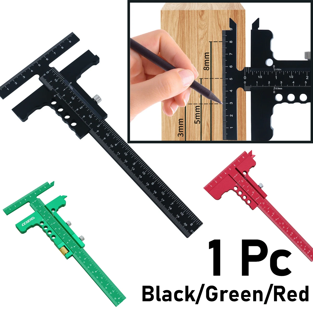 T Shaped Wood Workings Scriber with Fine Tuning Carpenter Layout ...