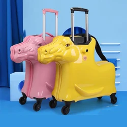 New HOT 3D cartoon horse travel rolling luggage bag kids cute trolley suitcase on wheels children Riding Sitting Luggage case
