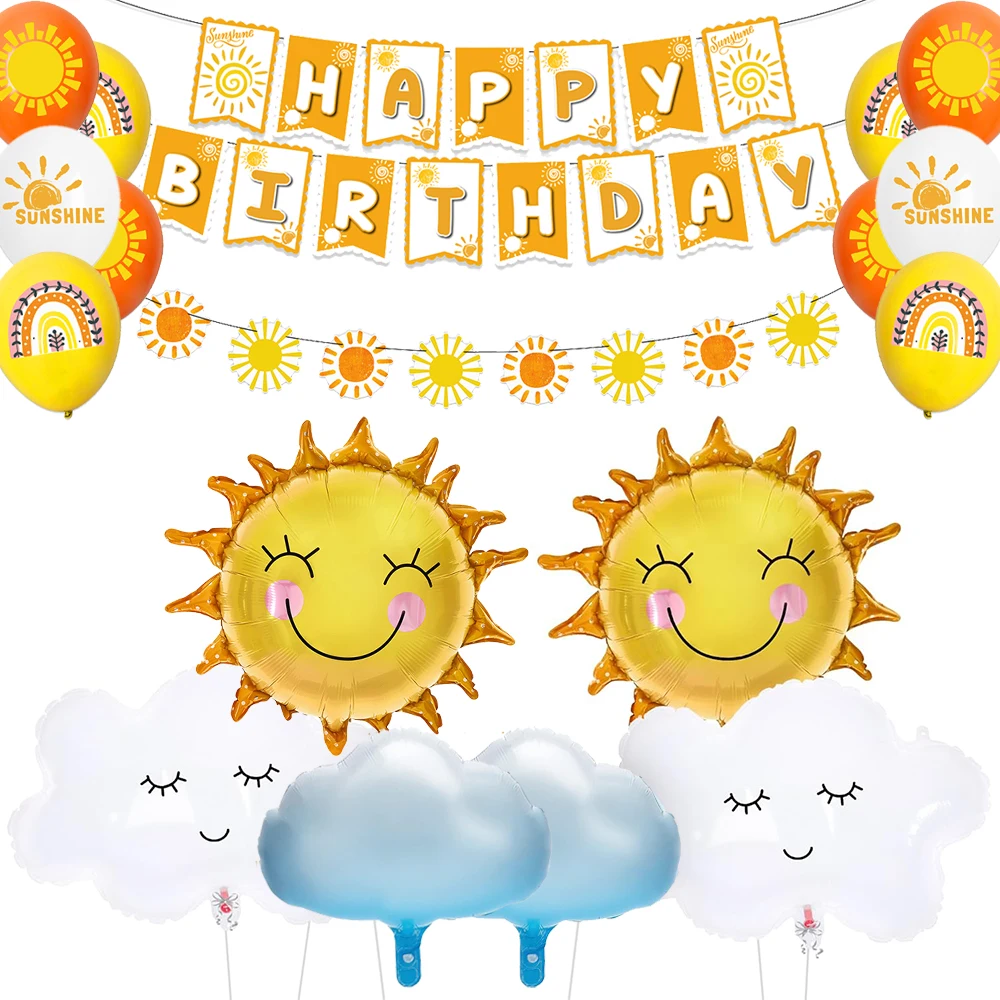 Sunshine Geburtstagsparty-Pappteller, Servietten, Tassen, Banner, Folienballon, böhmische Sonne, 1 Set, Geburtstagsfeier, Kinder, Babyparty-Zubehör – Detail 11