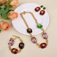 Ensemble de bijoux en cristal pour femmes, collier de luxe en cristal, boucles d'oreilles, accessoires Dopamine colorés 1
