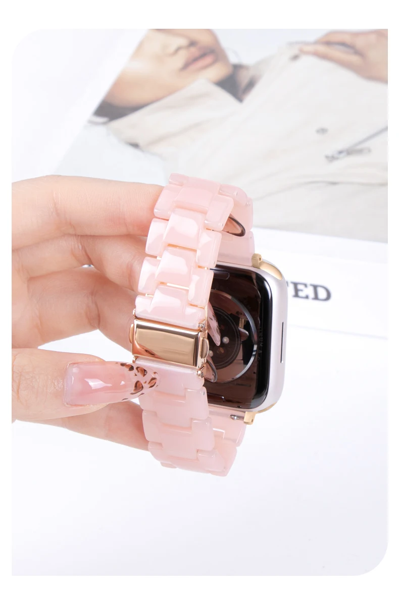 Luxuriöses Harzarmband für Apple Watch Ultra 3 2 1 49mm 11 10 46mm 42mm 9 8 7 45mm 41mm 6 5 SE3 44mm 40mm iWatch Gliederarmband – Detail 12