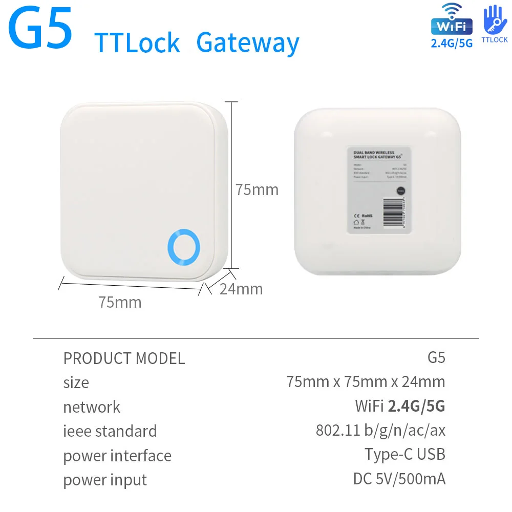 TTLock Or TTHotel APP G2 WiFi Gateway For Remote Control Smart Lock Bluetooth to