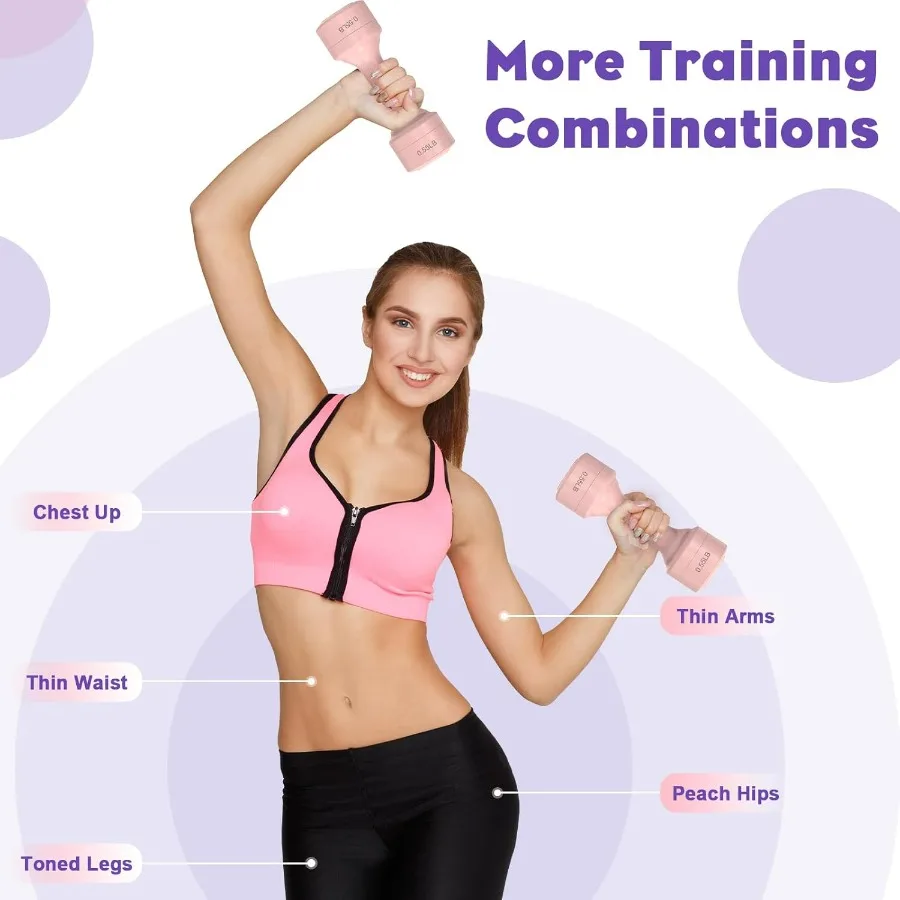 Adjustable Dumbbell Set of 2, 11Lb/Pair Weights Dumbbells for Women, Each 2.2lb, 3.3lb, 4.4lb, 5.5lb Hand Weights Set for Home G